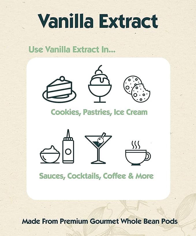 32 oz Pure Vanilla Extract - 100% Real Vanilla Extract - For Cooking, Drinks & Desserts - 100% Vegan, Sugar Free & Kosher - Non-GMO & Gluten-Free - Native Vanilla