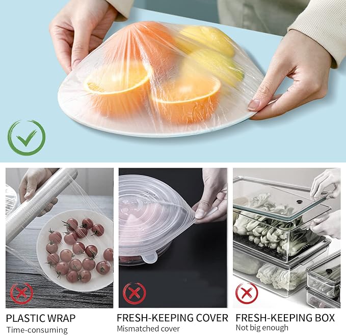 Homelove 50pcs Bowl Covers Bread Proofing - Plastic Wrap for Food Sourdough Bread Baking Rising Elastic Reusable Plate Covers Outdoor Food Fresh Keeping Bags Shower Cap Hair Deep Conditioning