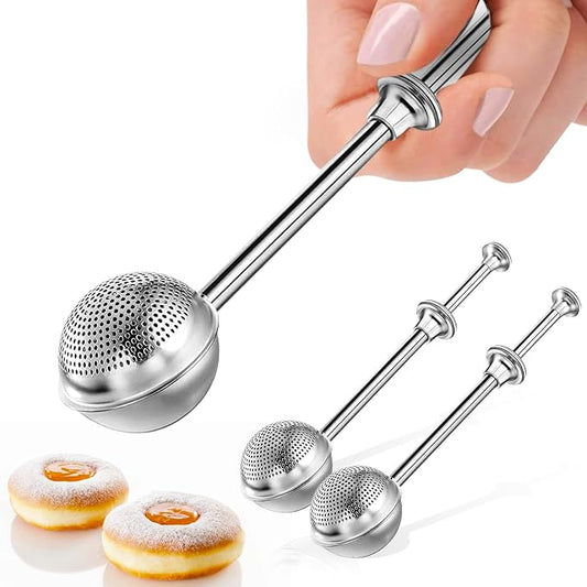 Powdered Sugar Flour, Powdered Sugar Shaker Duster Flour Dispenser Shaker with 18/8 Stainless Steel One-handed Operation Shaker Duster for Sugar Flour and Spices (2)