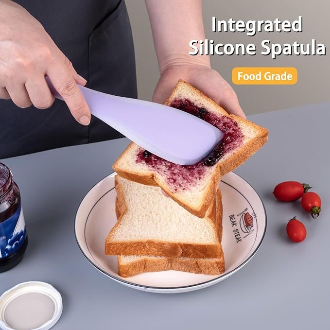 Spatulas Silicone Heat Resistant, Cooking Spatula for Nonstick Cookware, Cake Cream Batter Baking Scrapers for Stirring, Mixing, Scraping and Spreading, Egg, Cake and Burger (Purple, 2)