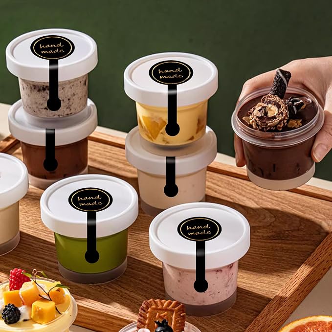 400Pcs Handmade Food Baking Seal Stickers Labels,Black Long Label Bakery Stickers with Gold Foil,Self-Adhesive Goods Bakery Sticker Sealing Tamper-Proof Sticker for Pastry Bags Lollipops Candy Cake