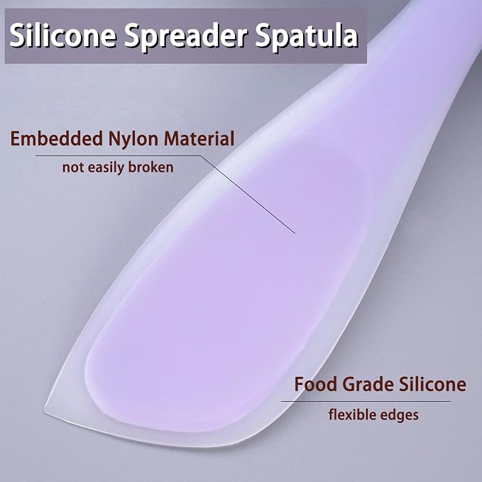 Silicone Jar Spatulas, 10 Inch Narrow Spatula Set for Scraping Peanut Butter, Sourdough, Jam in Small Containers, Blenders and Baking (1 Yellow, 1 Purple)