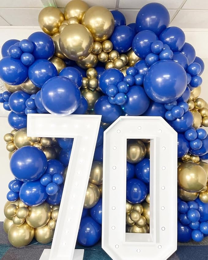 Royal Blue and Gold Balloon Arch Garland Kit 153pcs with Star, 22 18 12 10 5in Different Size Blue Gold Confetti Latex Balloons for Baby Shower Birthday Anniversary New Year Party Decorations