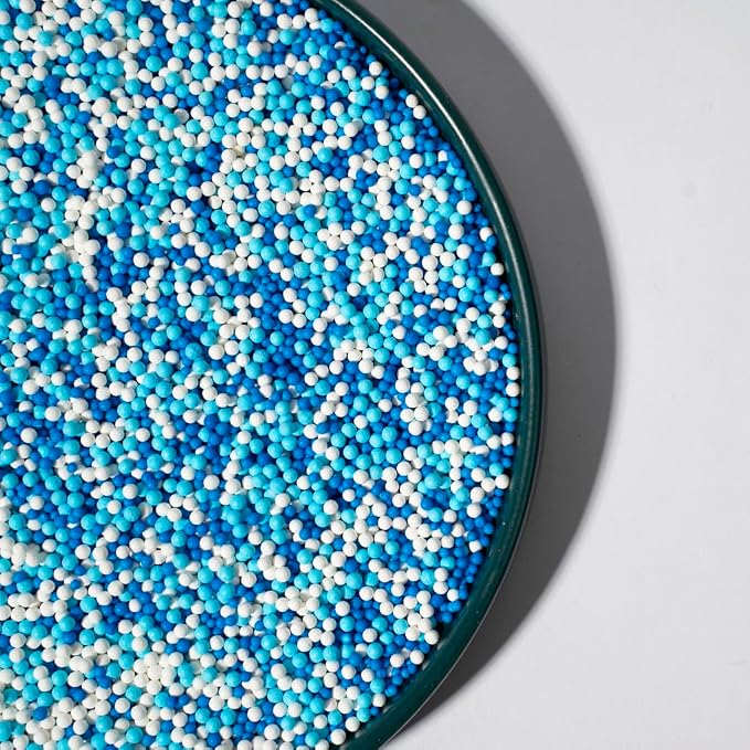 Blue Edible Pearl Sprinkles for Cake Decorations, Baking, Ice Cream, Cookies, Cupcake Topper 2mm White Sugar Pearls for Cake Decorating 130g/4.6oz 1 Bottle (2mm blue light blue)