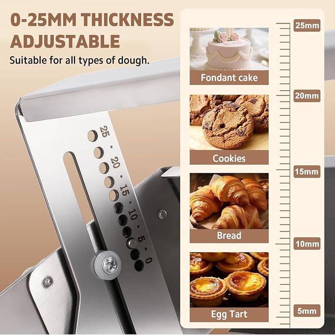 Manual Dough Sheeter Machine for Home & Commercial Use – Versatile Dough Roller Machine with Adjustable Thickness, Foldable Stainless Steel Sheeter for Pizza, Bread, Pastry & Fondant(Type-15.5")