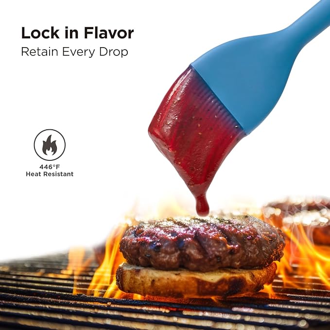 Kitchen Mama WaltzGrip Platinum Silicone Basting Pastry Brush, Blue | Set of 2, Heat-Resistant, Dishwasher-Safe, For Cooking, Baking, Grilling, Barbecue