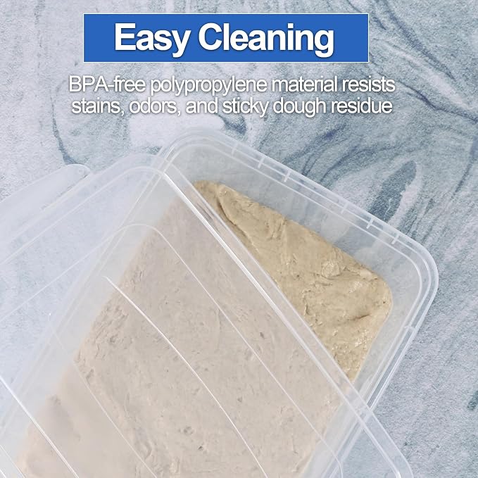 4-Pack Proofing Container with 6 L Capacity, Dough Rising Box | Fits Up to 3000 Grams of Dough, for Bread, Sourdough, Pizza