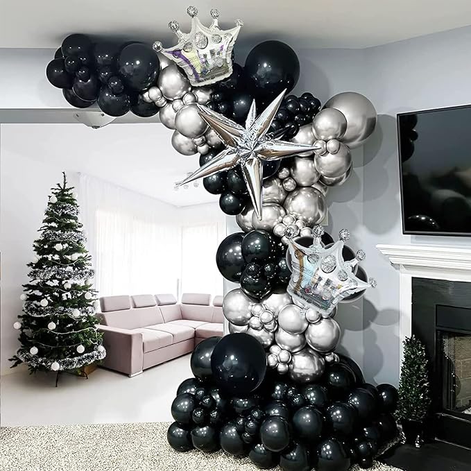 Voircoloria 130pcs Black Balloons Different Sizes 18" 12" 10" 5" Party Latex Balloons for Birthday Graduation Baby Shower Anniversary New Year Holiday Party Decorations