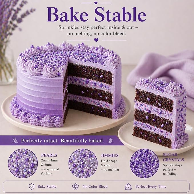 Confect Sprinkle Unicorn Paradise Edible Sprinkles – Assorted 5-Pack for Cake & Cupcake Decorating | Lavender Pearl Sprinkles Mix with Dragees, Jimmies & Sparkling Sugar | Vegan, Gluten-Free, Nut-Free – 5 Oz
