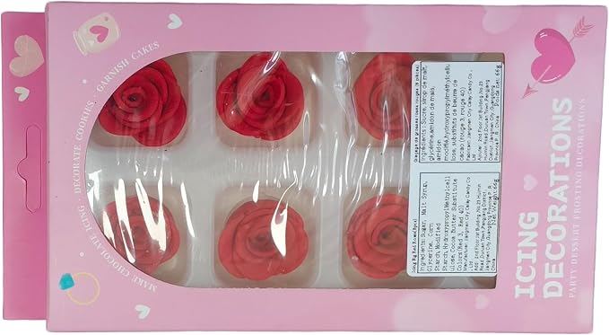 Edible Valentine's Day 8 pieces Big Red Rose Sprinkles Cake Cupcake Toppers Cookie Icing Decorations Sweet Dessert Sprinkle for Wedding Cake Decorating