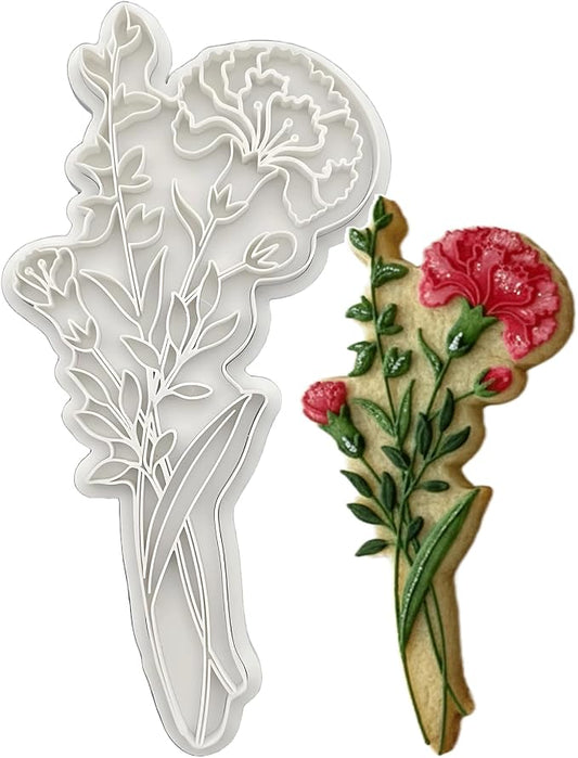 Mother Cookie Cutter Birth Month January Baking Fondant Molds with Plunger Stamps Cake Decor PLA Cutter Molds Gifts for Kids Party 3.5 inch Kitchen Supplies