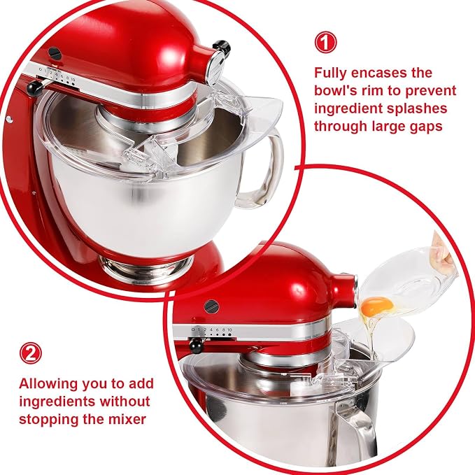 Pouring Shield for KitchenAid 4.5-5 Quart Tilt-Head Stand Mixer | Splash Guard with Removable Pouring Chute, Mixer Accessories and Attachments