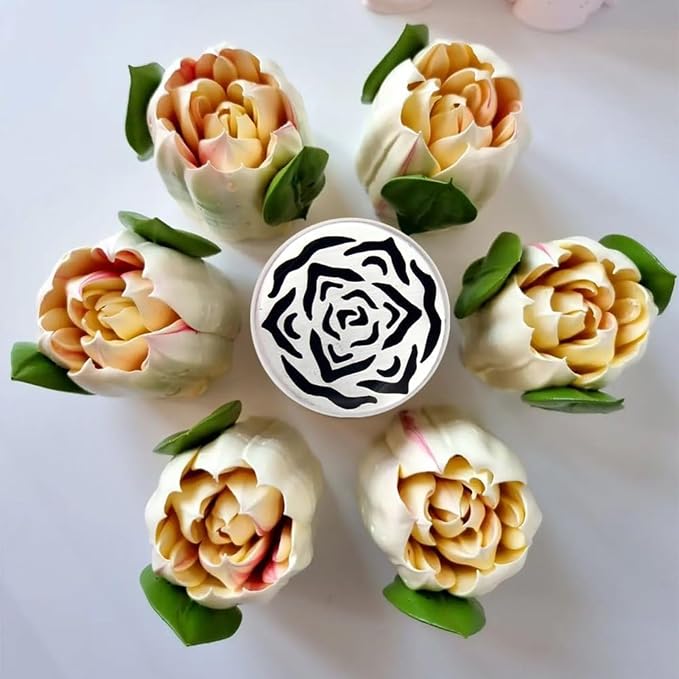 BENBOR 2PCS Russian Piping Tips,Flower Frosting Nozzles Icing Tips,Stainless Steel Rose Floral Piping Nozzles,Cake Decorating Nozzles Kitchen Gadgets for DIY Cupcakes Dessert Silver