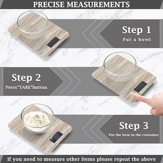 Food Scale Kitchen Scale Food Weight Scales Digital Weight Grams and Ounces Small Electronic Food Scale for Baking Cooking Light Brown Boho Wave