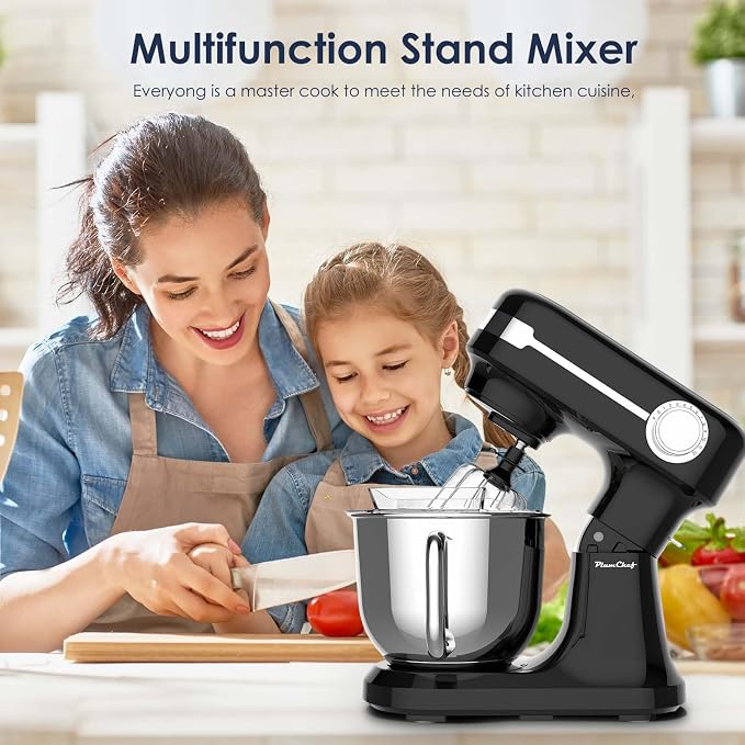 HRVEOCEI 5.5QT Kitchen In The Box Stand Mixer For Baking, Electric Spiral Mixer With Dough Hook, Wire Whip & Beater,350W 12-Speed Tilt-Head Food Mixer, Grey (Black)