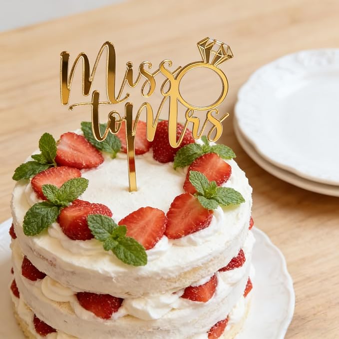 Acrylic Miss to Mrs Cake Topper, Wedding Bridal Shower, Mirror Acrylic Cake Decoration, Wedding Engagement Party Decoration
