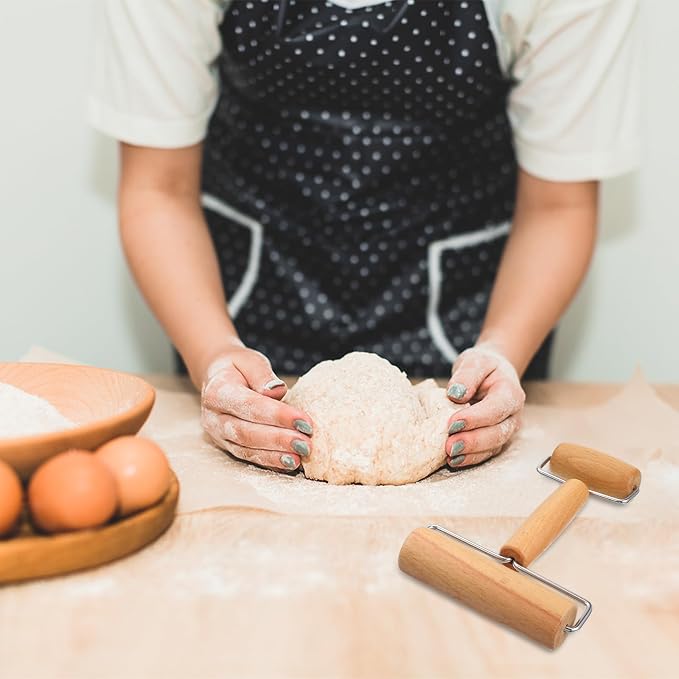 Wooden Double-Ended Small Rolling Pin Pizza Dough Roller Pizza Roller | Non-Stick Dough Roller Baking Non-Stick Easy Clean Pizza Dough Roller for Pie Cookies Home Kitchen Baking Cooking