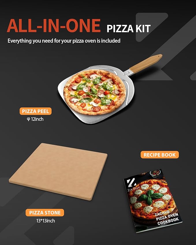 Countertop Electric Pizza Oven, 850°F, 6 Presets with DIY, Stainless | 90-Second 12 Inch Pizza, PID Top & Bottom Temp Control, Dual Knobs for Time & Temp, Always-On Light for Home Pizza Nights