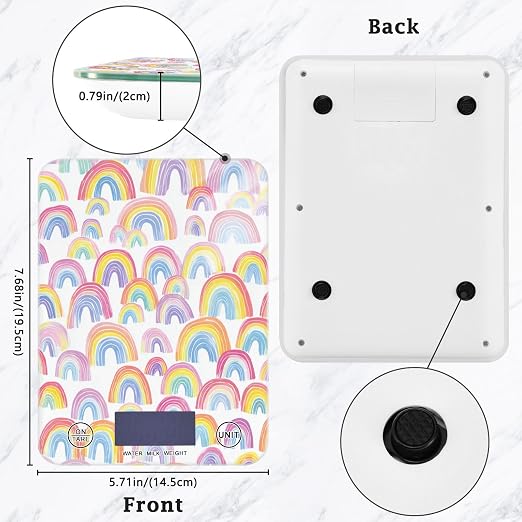 Food Scale Kitchen Scale for Baking Cooking Digital Food Weighing Measuring Scale Small Waterproof Electric Food Scale Gradient Cute Rainbows