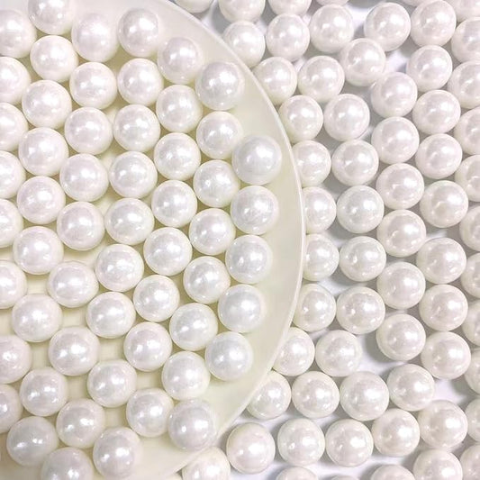 PhilaeEC White Pearls 10mm Size Sprinkles for Cake Decoration Edible Candy Baking Cookie Cupcake Toppers Wedding Party Valentines Halloween Christmas Supplies 4.23oz