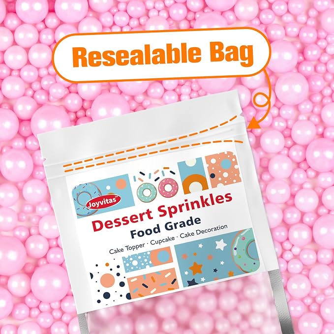 Pink Pearl Sugar Sprinkles for Cake Decorating, 150g/5.29oz Mix Size, Edible Pearl Sprinkles, Pearl Cake Decoration, Cupcakes&Cookies Toppers, Party, Wedding Birthday Baking Supplies
