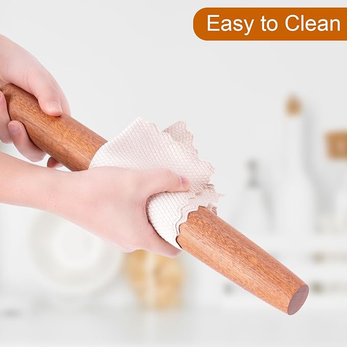 AISOSO French Rolling Pin, 15.75 Inches Wood Rolling Pins for Baking, Extra Long Classic Wooden Dough Roller for Fondant Pizza Pie Crust Cookie Pastry, Kitchen Baking Essentials, Brown
