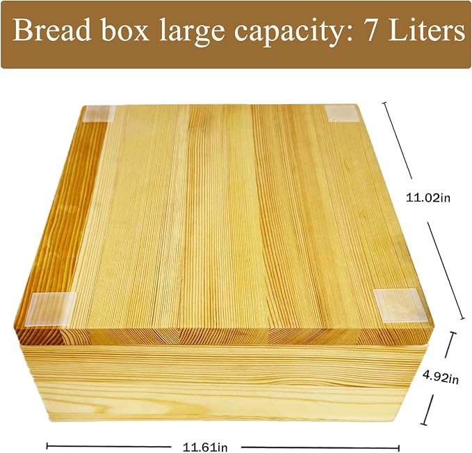 7L Wooden Bread Box, Stainless Steel Bread Slicer, 20 Protective Liners | 2 Thickness Slicing Guide, 9in Adjustable Crumb Tray, 1 Bread Stopper, for Sourdough, Homemade Bread