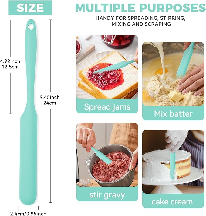 7 Pcs Silicone Jar Spatula Set, Sourdough Spurtle, Jar Scraper, Long Handle Thin Spatulas, Perfect for Jars, Bottles, Containers, Mixing, Scraping, Spreading Jam, Cake Icing and Sourdough Tools. (7)