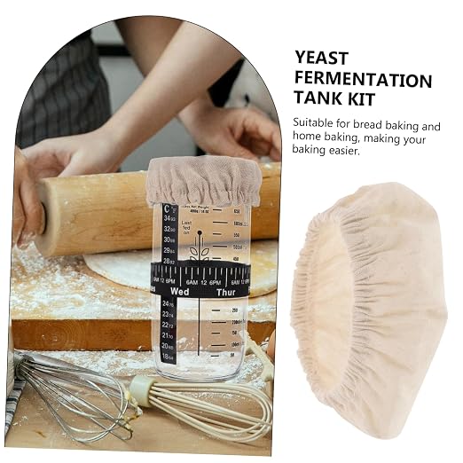 SHOWERORO Sourdough Starter Jar Kit Accessories 2 Cloth Covers 2 Thermometer Stickers 2 Date Marking Bands Fermentation Jar Accessories for Temperature Monitoring and Batch Tracking