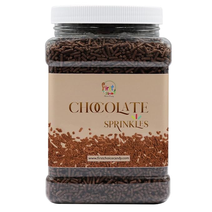 Decorating Sprinkles By FirstChoiceCandy- 2 LB - Colorful Jimmies Great For Topping for Bakery, Ice Cream, and Confectionary - Kosher Sprinkles In a Resealable Container (Chocolate)