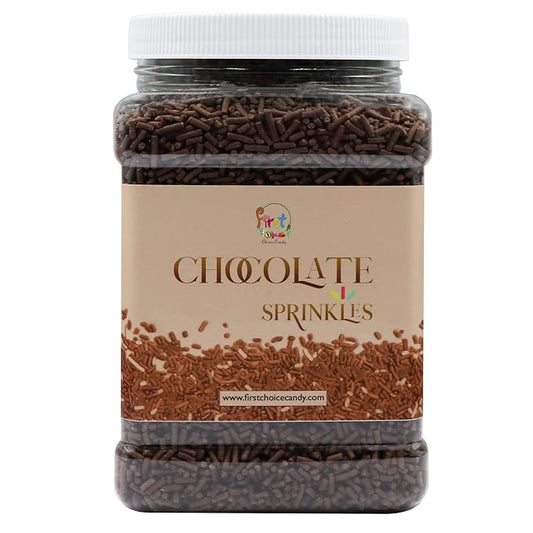 Decorating Sprinkles By FirstChoiceCandy- 2 LB - Colorful Jimmies Great For Topping for Bakery, Ice Cream, and Confectionary - Kosher Sprinkles In a Resealable Container (Chocolate)