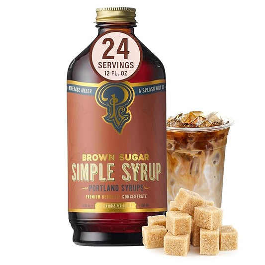 Portland Syrups Brown Sugar Simple Syrup - Drink Mix for Exceptional Cocktails, Simple Syrup for Cocktails, Sugar Syrup for Drinks, Simple Syrup for Coffee, Mocktails, Baking, 12 oz, 24 Servings, Pack of 1