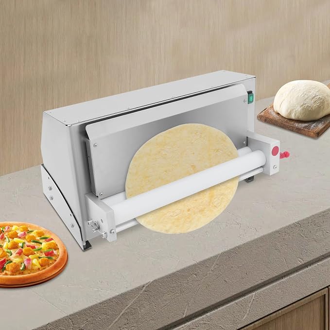 18 Inch Automatic Pizza Dough Press Machine 450W, Commercial Electric Pizza Roller Sheeter for 3-18 Inch Crust, Adjustable Thickness 1-5.5mm, Stainless Steel Dough Presser (20.08inch)