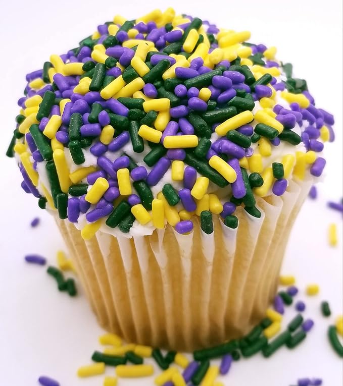 NCS Purple, Yellow & Green Jimmies Edible Sprinkles – Cupcake, Cake & Cookie Decorations, 7 oz
