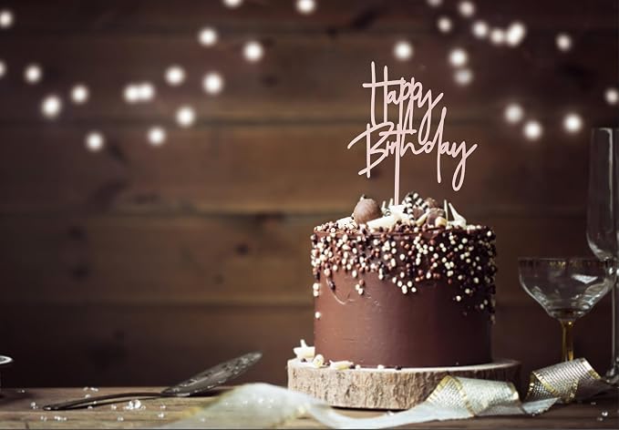 Pink DIY Happy birthday Cake Topper Acrylic Happy Birthday Cake Sign Party Decorations Supplies