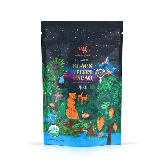 Weirdo Good Black Velvet Cacao – Organic, Allergen-Free, Premium Black Cocoa Powder, Ultra-Dutched for Extra-Dark Baking, 7 oz