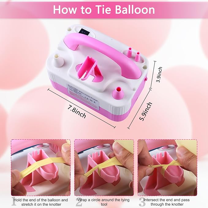 Balloon Pump Electric,110V 600W Balloon Blower Inflator Dual Nozzle Air Pump Balloons Inflator for Decoration, Party, Sport,Gifts:2 Balloon Tying Tools