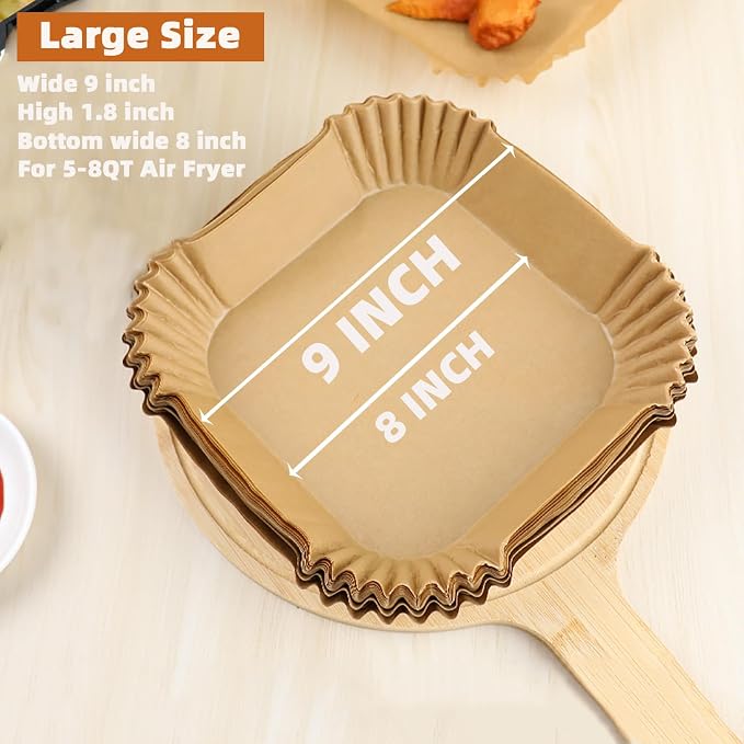 Air Fryer Liners Disposable,400PCS Victoyaw 9 Inch Square Air Fryer Parchment Paper Liners for 5-8QT,Airfryer Paper Liners for Ninja AF141 AF181 5 6 6.5 qt Instant Pot Vortex Plus 6QT Chefman 7 8 QT