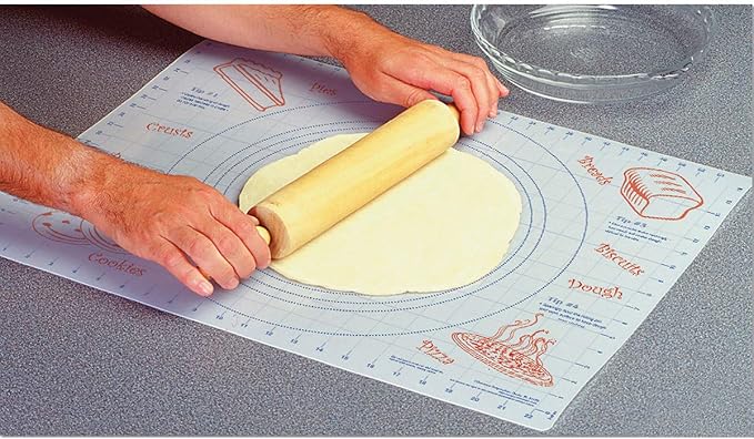 Cut N' Funnel Large Premium Pastry Mat with Pie Measurements | 24" by 18", Made in the USA, Non-slip, Flexible Plastic