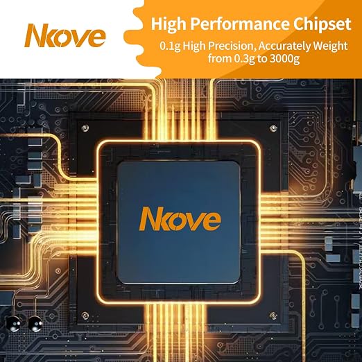 NKOVE Digital Coffee Scale with Timer, 3kg/0.1g High Precision Espresso Scale, Tare Function, 99‘59“ Max Count-Up, 3 Units (g/oz/ml), Battery Powered, Waterproof, Backlit LED for Pour Over & Espresso