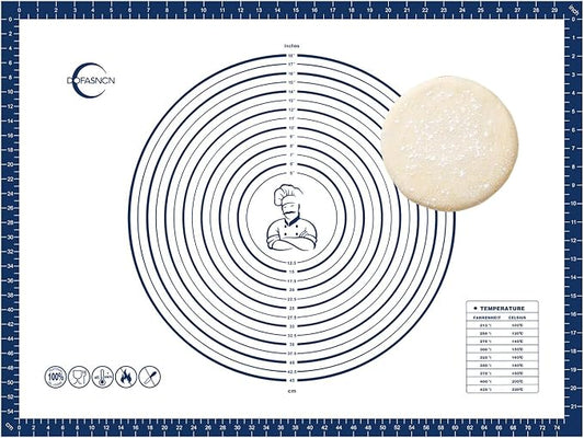 Silicone Pastry Mat Dough Baking Bread Sourdough Fondant Pie Dough Pizza,Silicone Baking Mat Cookie Sheet for Kitchen Counter with Measurements 32x24" Blue