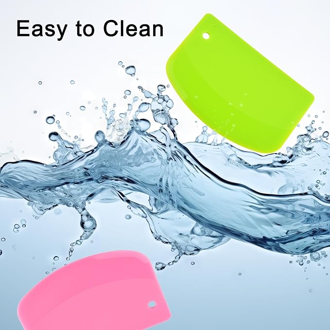 5 Pack Dough Scraper, 5.3 x 3.6 Inch Plastic Bench Scraper, Bowl Spatula, Kitchen Pastry Cutter Tool for Bread Dough, Pastry, Pizza, Baking Cake (Green,Pink,White)