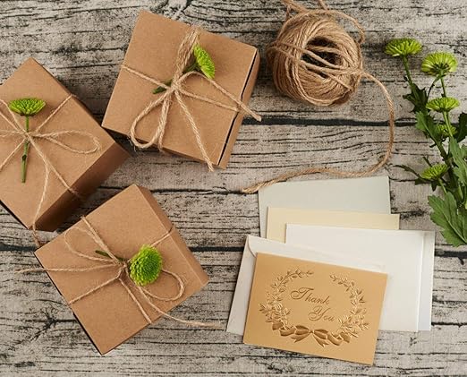 MESHA 50PC Brown Gift Box 3x3x3'' Small Cardboard Gift Boxes with Lids, Bridesmaid Proposal, Bridal, Cupcake Box, Groomsmen Proposal Box