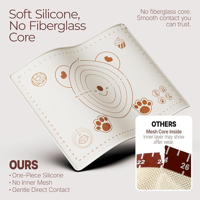 Silicone Baking Mat 28" x 20", Extra Thick Food Grade Liquid Silicone Non-Stick Dough & Pastry Rolling Mat with Measurements, Raised Edge, Reusable & Heat Resistant for Bread, Cookies, Pizza, Fondant