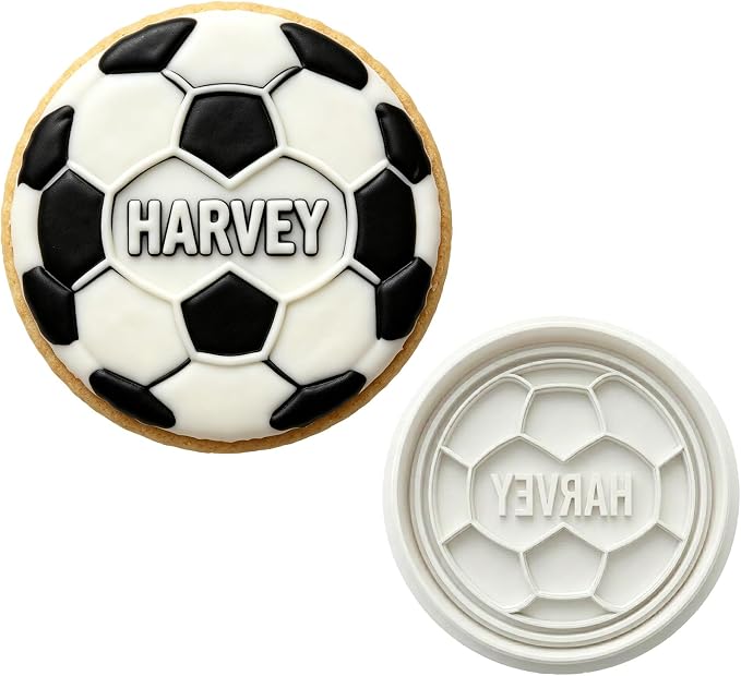 Mostop Custom Soccer Cookie Cutter with Stampers, 3D Sports Cookie Cutter Mold, Cake Decoration Tools Birthday Party Supplies Favors