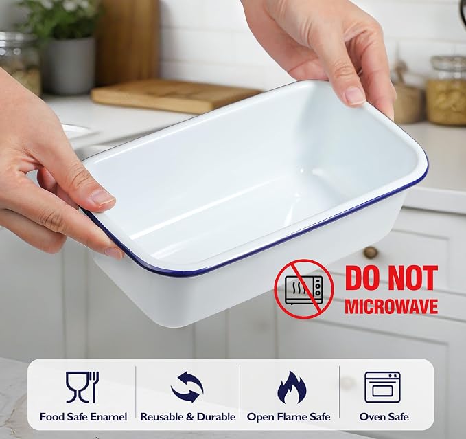 Webake Enamel Loaf Pan 8.5 x 4.5 in Banana Bread Loaf Pan for Baking, Even Heat Distribution, Nonstick Enamelware Meatloaf Pan