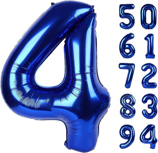 Night Blue 4 Balloon, Number Balloons 40 Inch, 4th Birthday Decorations for Girls Four Large Numbers for Party Decor, Number 4 Balloon
