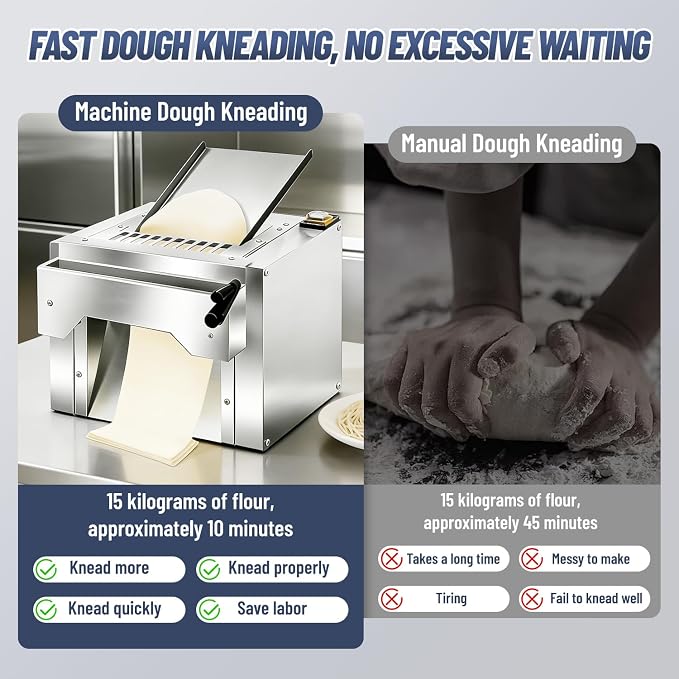 Electric Dough Roller Sheeter, Table Top Pizza Dough Press Mahcine, Commercial Press Machine,Pastry Sheeter Maker for Baking, For Making Pastries, Croissants, Pies,Cookies, Pizzas, Etc. 110V
