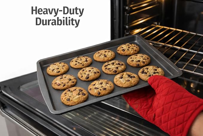Wee's Beyond 17" X 11" Non-stick Easy Release Medium Bake ware Cookie Sheet Pan, Dark Gray