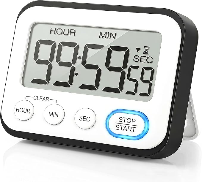 Digital Kitchen Timer Magnetic Loud Alarm & Silent Flashing, Large LCD Display Countdown Clock for Cooking, Classroom, Teachers, Kids, Study, Workout, Black
